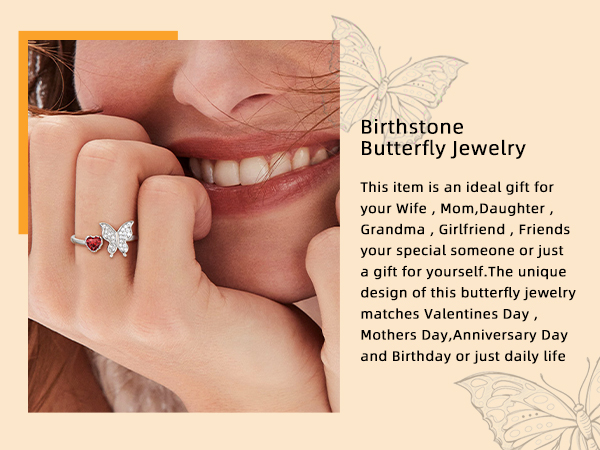 cute women butterfly jewelry birthstone gift