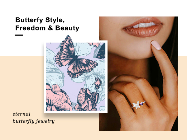 silver butterfly ring for girls cute ring gift