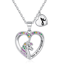 Unicorn Necklaces for Girls Gold Plated Toddler Necklaces Letter Initial Necklaces for Teen Girls