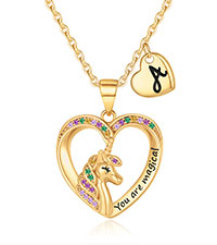 Unicorn Necklaces for Girls Gold Plated Toddler Necklaces Letter Initial Necklaces for Teen Girls