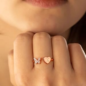 rings for teen girls women girls rose gold rings butterfly rings for women initial rings 