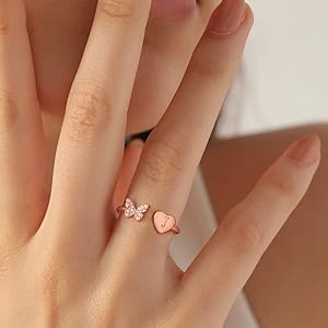 rings for teen girls women girls rose gold rings butterfly rings for women initial rings 