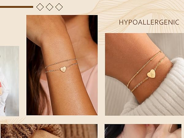 heart initial bracelet