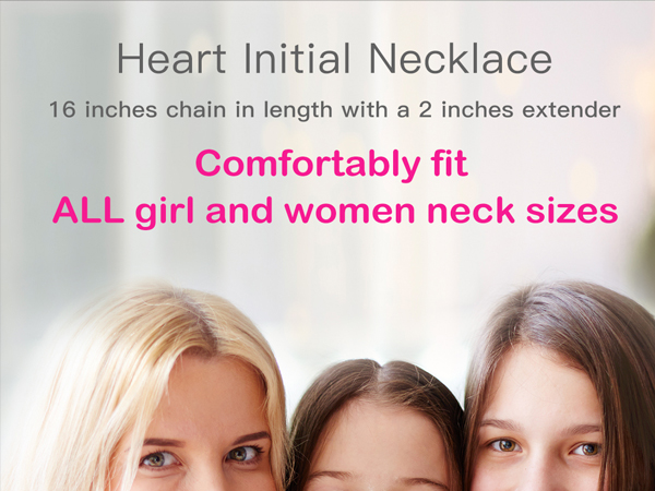 Heart Initial Necklace for Women Girl