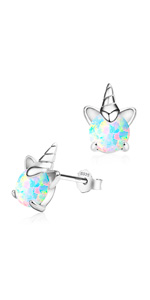 white gold unicorn earrings