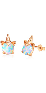 rose gold unicorn earrings