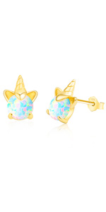 gold unicorn earrings