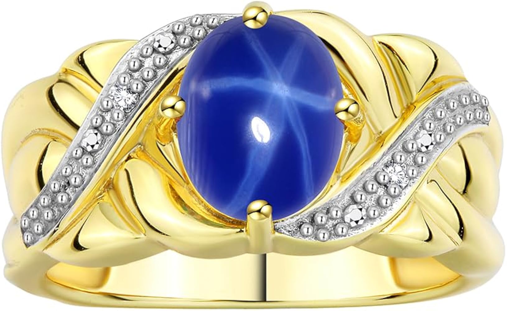 Rylos Classic Ring with 9X7MM Oval Gemstone & Diamonds – Radiant Birthstone Color Stone Jewelry for Women In Yellow Gold Plated Silver – Available in Sizes 5-13