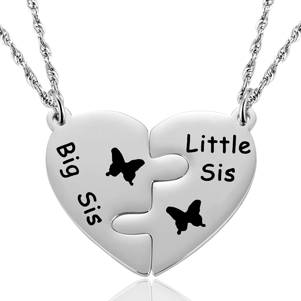 Butterfly Sister Gifts Sister Necklace for 2 BFF Friendship Pendant Necklace for Big Little Sister Matching Relationship Birthday Jewelry Gifts for Girls Women Best Friend