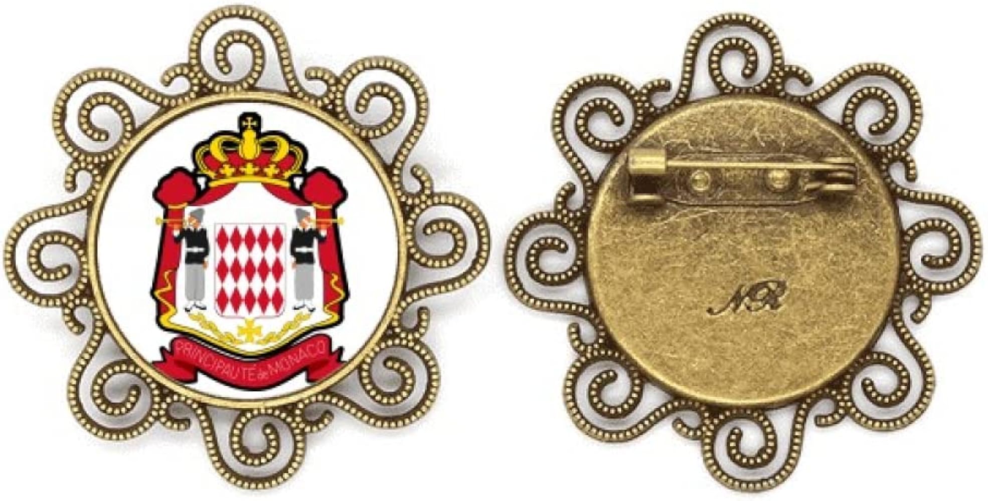 principality of monaco national emblem flower brooch pins jewelry for girls