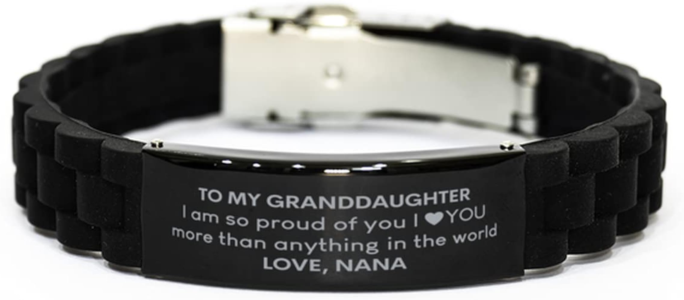 To My Granddaughter I am so Proud of You, I Love You More Than Anything in The World, From Grandma Nana to Granddaughter Silicone Bracelet