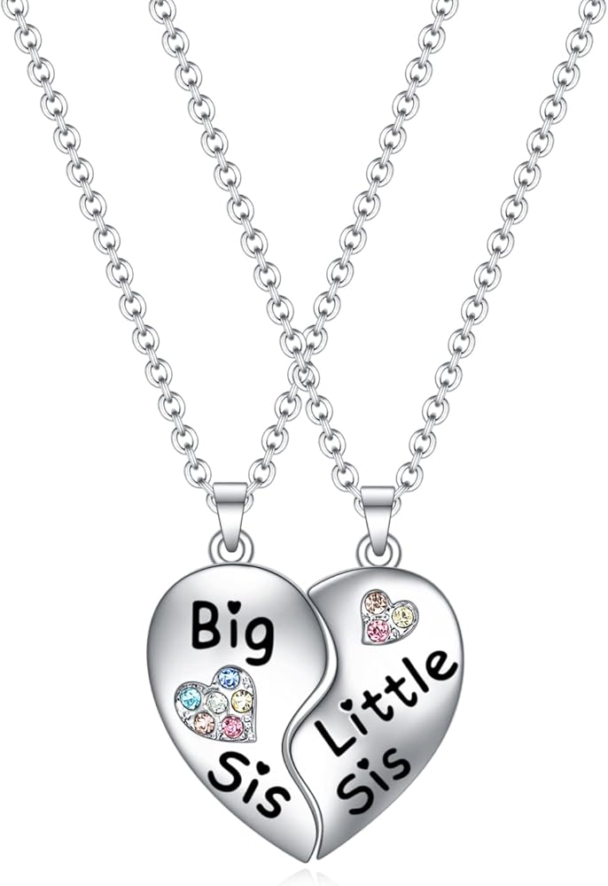 Big Sister Gifts for Girls,Sister Necklace for 2-Big Little Sister BFF Friendship Necklaces Jewelry for 2