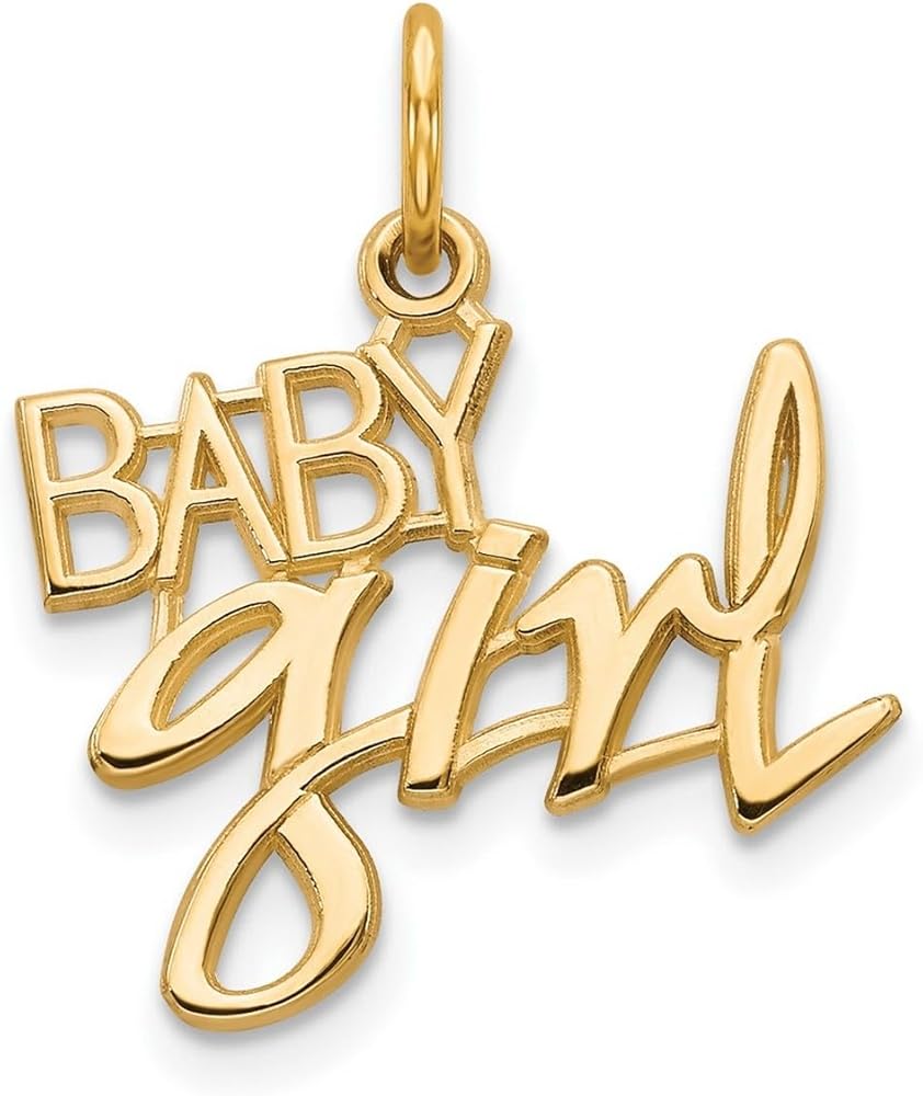 14k Yellow Gold Polished Baby Girl Charm Pendant Necklace Measures 21.4x17.7mm Jewelry for Women