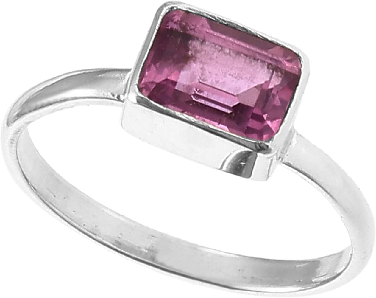 Pink Sapphire Gemstone ring Minimalist Sterling silver Fashion ring Sapphire stone Silver jewelry