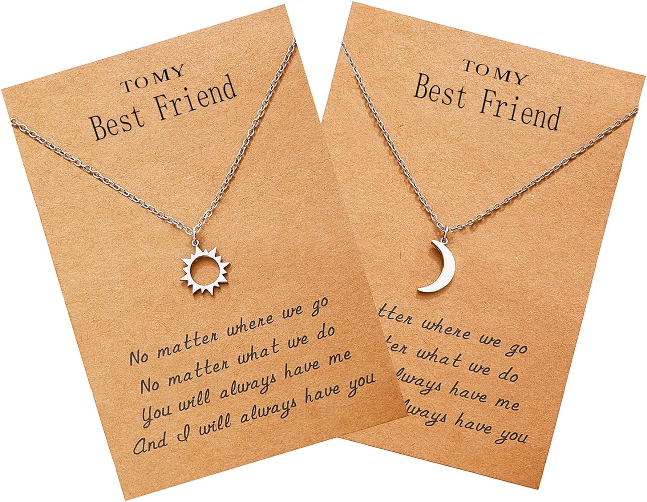 Best Friend Necklace for 2, Sun and Moon Matching Friendship Necklace Jewelry Gifts for BFF Sisters