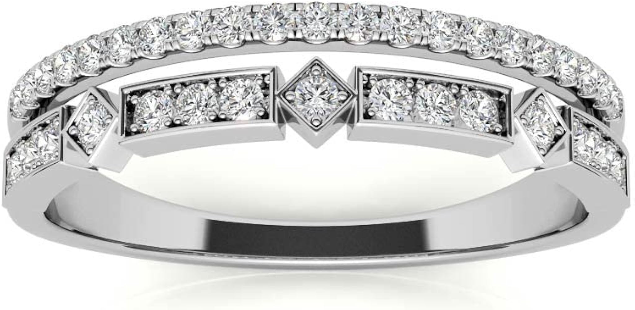 Excellent Round Brilliant Cut 0.19 Carat, Moissanite Diamond Promise Band, Prong Set, Eternity Sterling Silver Band, Valentine's Day Jewelry Gift, Customized Bands