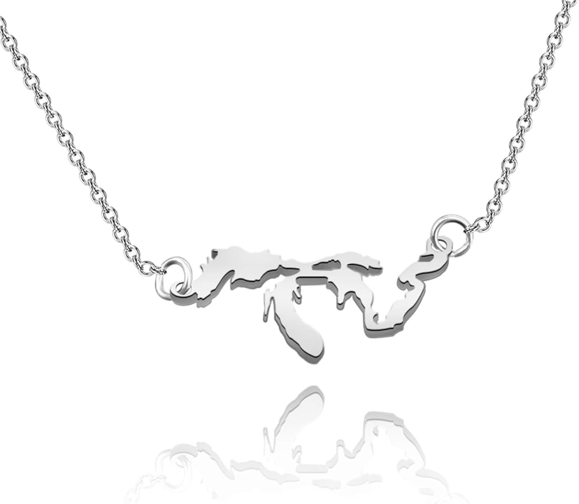 Great Lakes Necklace I heart Minnesota Lake Michigan Jewelry Gift