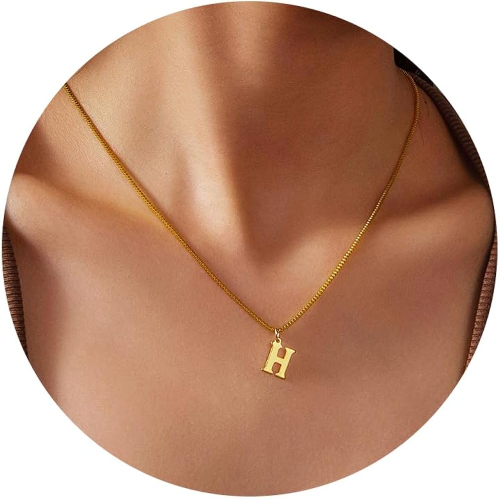 Initial Necklaces for Women Girls 14k Gold Letter Necklace Gold Plated Dainty A-Z Choker Necklace Custom Gifts Necklace Gold Jewelry Necklace for Teen Girls Gift