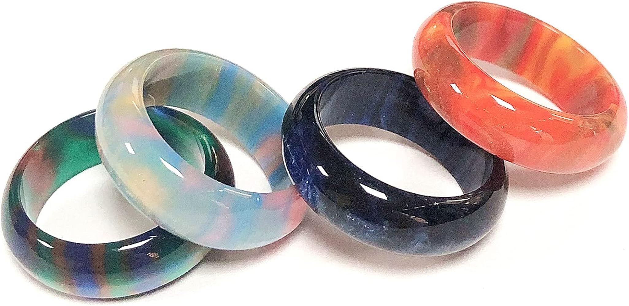 Set Resin Colorful Rainbow Wide Donut Thick Knuckle Finger Stackable Joint Ring Retro Acrylic Vintage Jewelry Size Elegant Handmade Gift Diameter Size 7/10 Stylish Round-7 Set