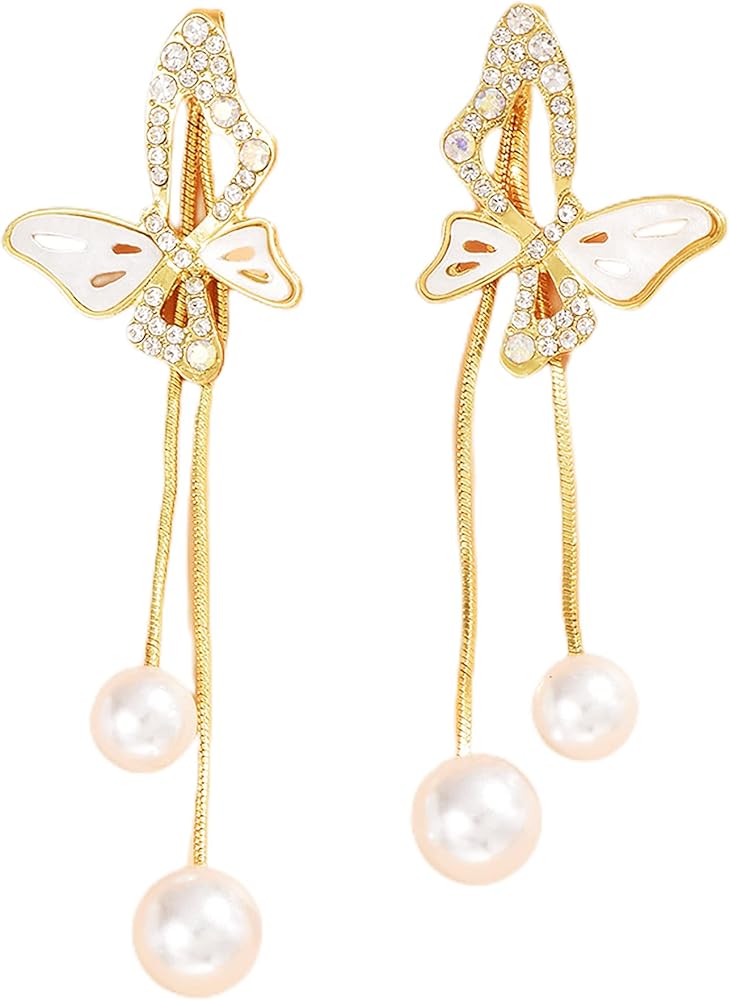 Crystal Butterfly Earrings Super Flash Light Luxury Fashion Temperament Earrings (Dangle)