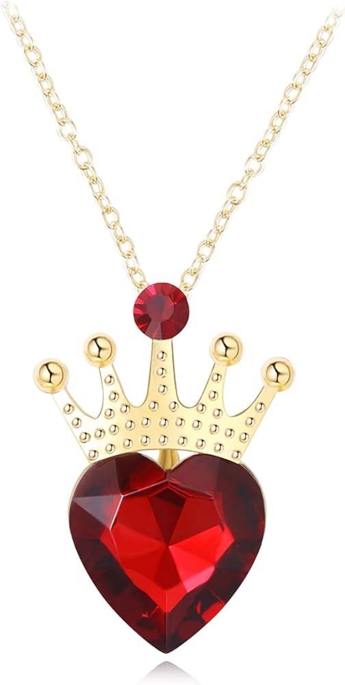 Evie Red Heart Necklace Descendants Princess Costume Queen of Hearts Fan Jewelry for Girls Teens Halloween Parties