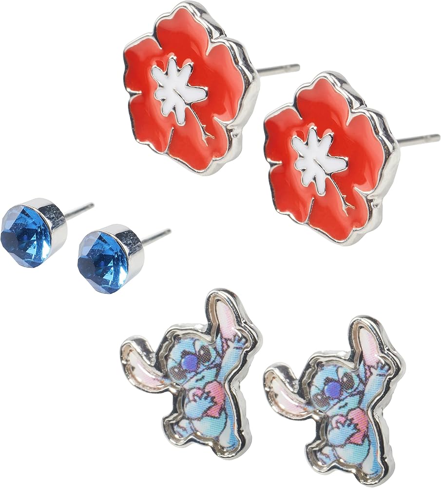 Disney Stitch Girls Earrings Set in Gift Box, Set of 3 Studs - Stitch Gifts