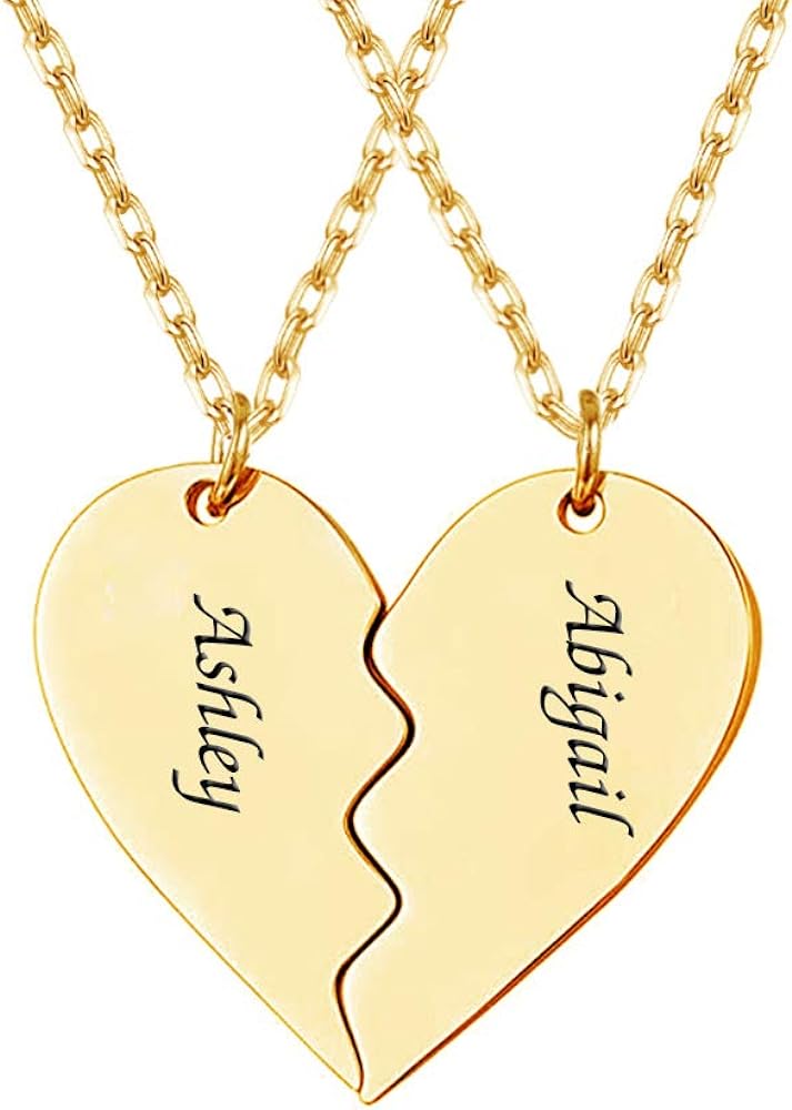 Dreamdecor Custom Best Friend Necklaces for 2/3, Matching Engraved Name Necklace Forever Friendship Gifts for Teen Girls