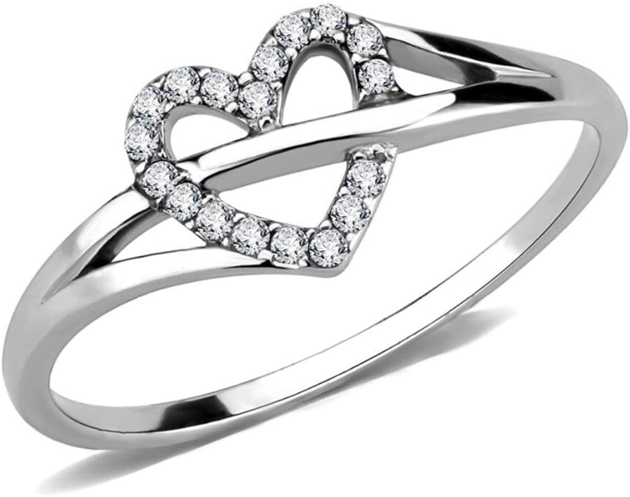 Jude Jewelers Stainless Steel Heart Shaped Wedding Engagement Anniversary Propose Ring