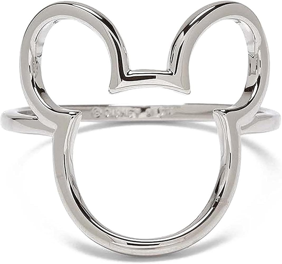 Pura Vida Rose Gold or Silver Plated Disney Mickey Mouse Outline Ring - Brass Base, Stackable Band - Size 5-9