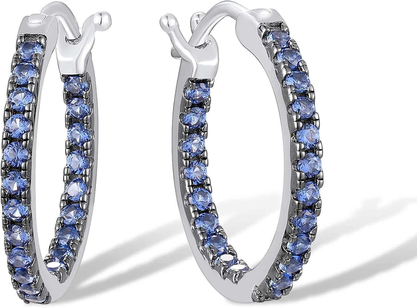 Santuzza 925 Sterling Silver Huggie Hoop Earrings Cubic Zirconia Cuff Pierced Earring