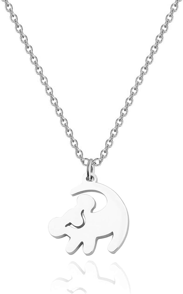 FOTAP Lion Necklace Girl Pendant Necklace Valentine's Jewelry