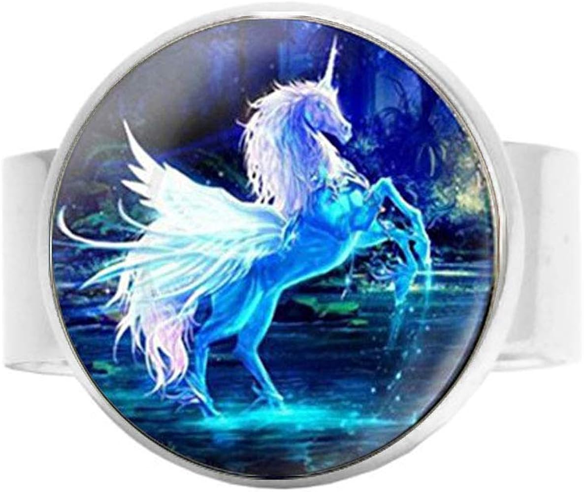 New Vintage Horse adjustable ring,Women Girls Glass ring