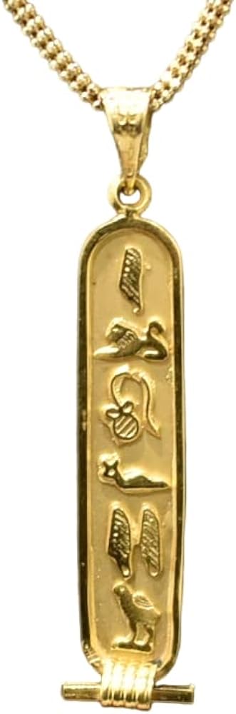 Customize Personalized pendant Egyptian Cartouche Necklace18k gold, one Side & Double side Translate into Hieroglyphs Handmade in Egypt