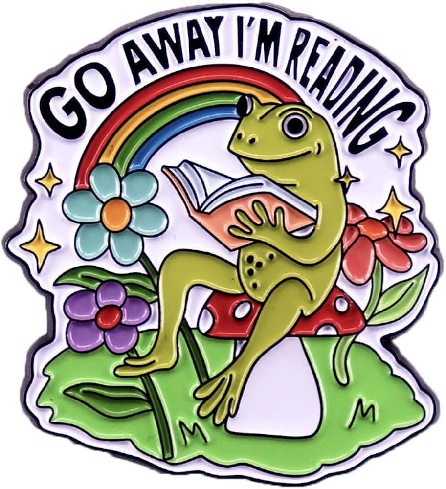 yangjinyu Cartoon Frog Reading Enamel Pin Cute Animal Brooch GO AWAY I'M READING Lapel Pin DIY Craft Badges Pins for Backpack Hats Coat Accessories Boys Girls Jewelry Gifts, Green