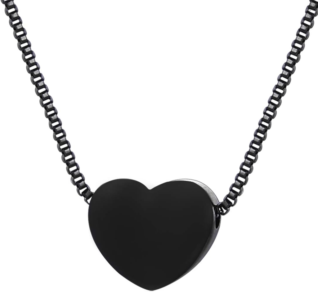 U7 Tiny Heart Necklace for Women, Stainless Steel 18K Gold/Black/Rose Gold Plated Link Chain Dainty Love Hearts Pendant Necklaces