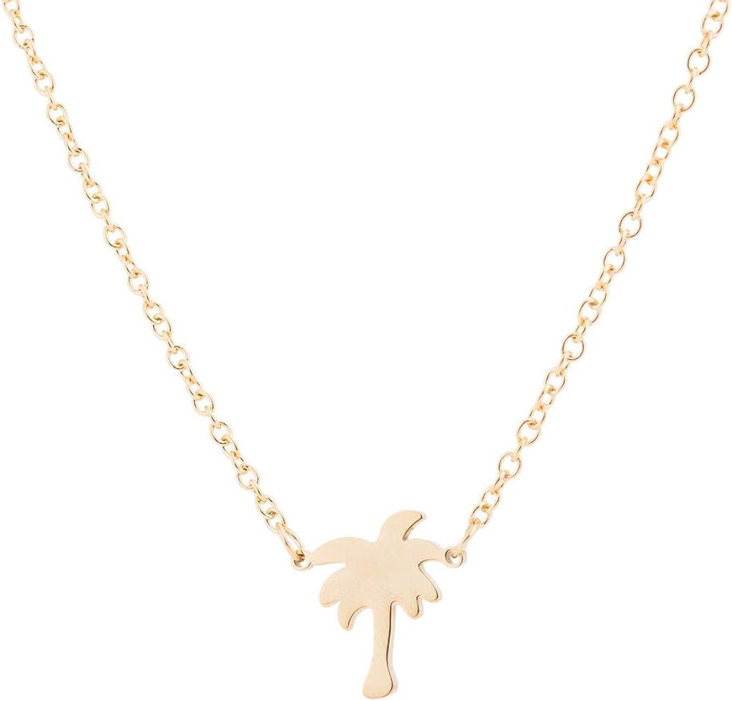 Dainty Tiny Palm Tree Pendant Beach Necklace Tropical Jewelry Summer Style