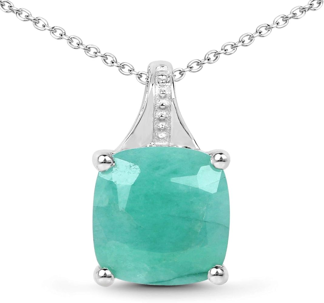 2.20 Carat Genuine Emerald Sterling Silver Pendant