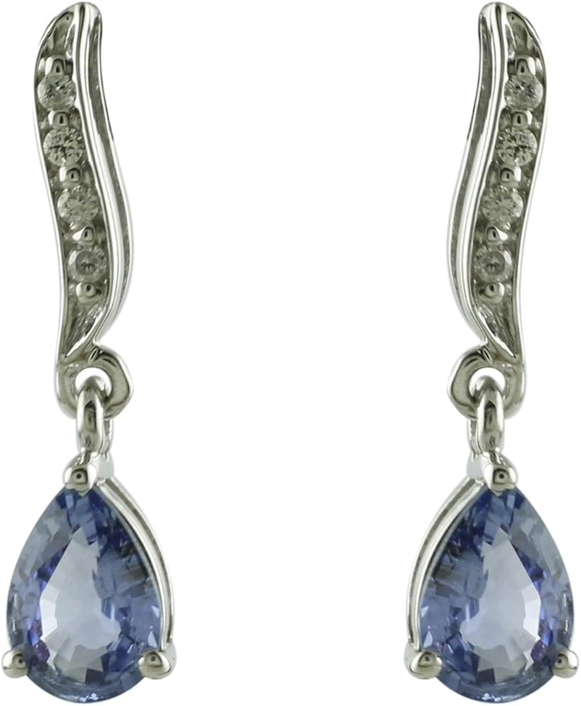 Carillon Tanzanite Natural Gemstone Pear Shape Drop Dangle Anniversary Earrings 10K, 14K, 18K White Gold Jewelry