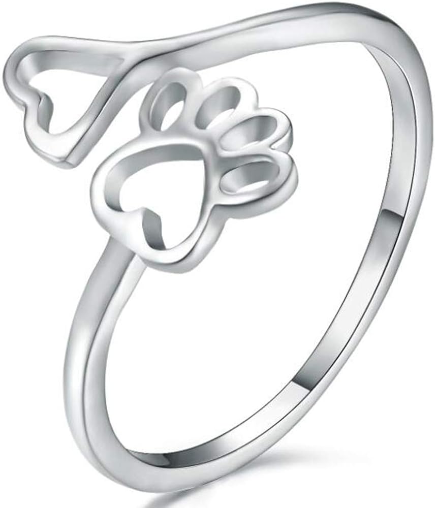 Jude Jewelers Stainless Steel Cute Dog's Cat's Paw Cocktail Party Holiday Wedding Anniversary Statement Ring