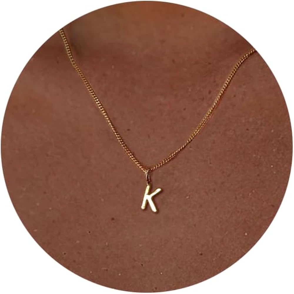 Small Letter Necklace,14K Plated Gold Dainty Initial Pendant Necklace Trendy Initial Necklaces for Women Girls