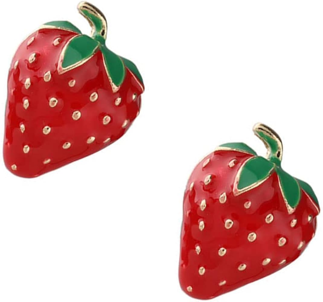 Cute Small Strawberry Stud Earrings For Women Sweet Earring Girls Fashionable Elegant Jewelry Accessories Useful and Nice