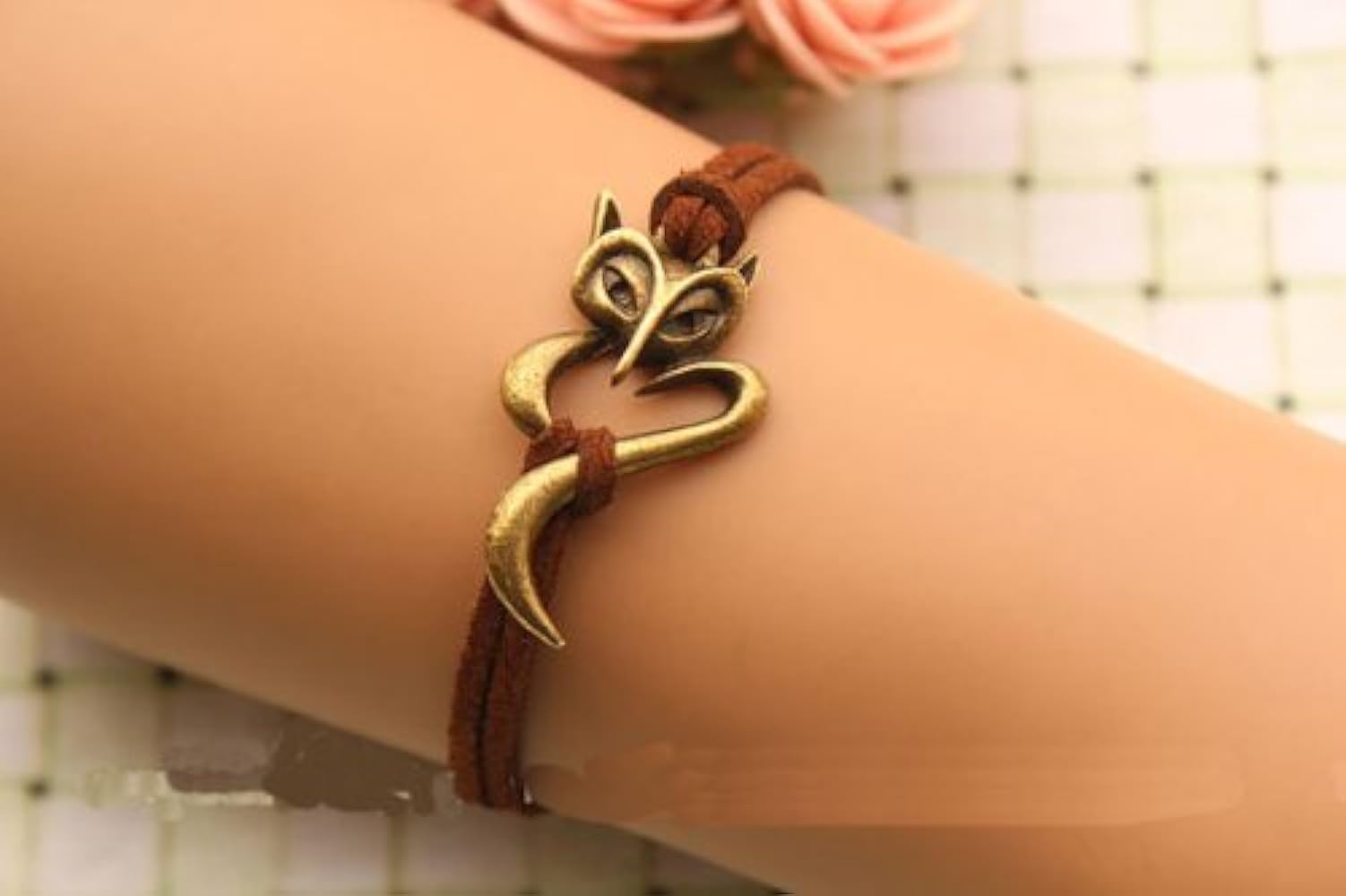 Fox Bracelet,retro Bronze Bracelet,brown Rope Chain Bracelet,so Cute and Lovely,best Gift for Your Lover Girl Friend and Friend ¡­