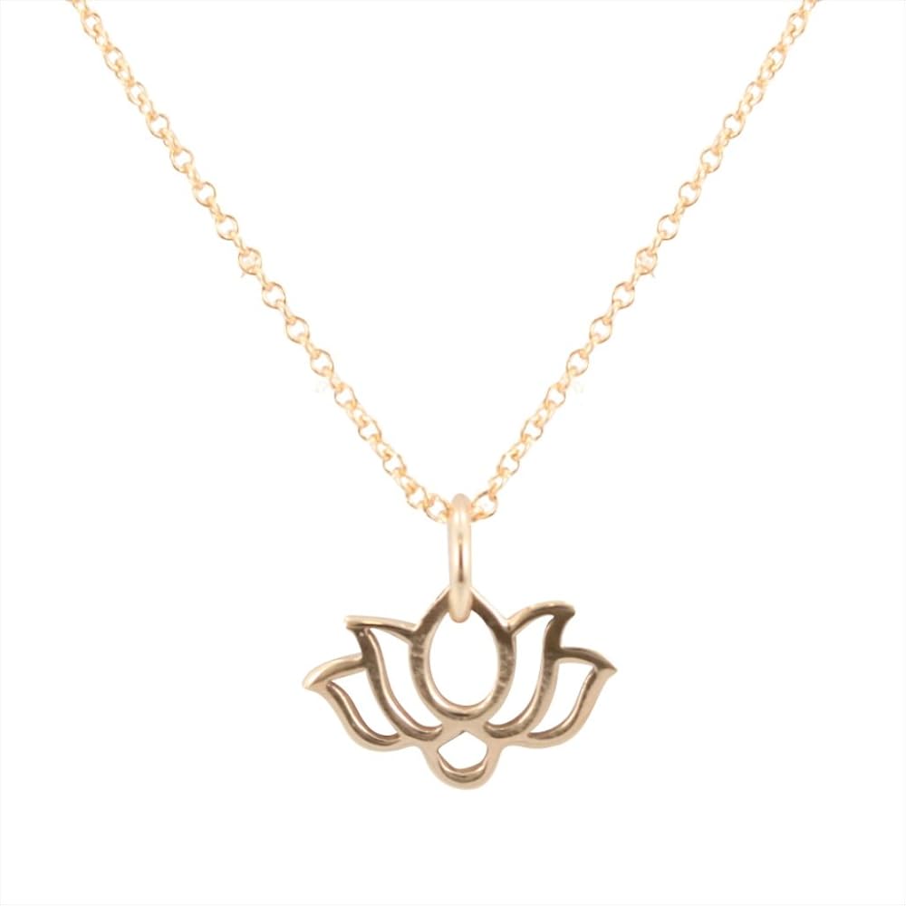 Small Bronze Lotus on a 1mm Gold Fill Rolo Chain for Girls, Teens and Women, 6436