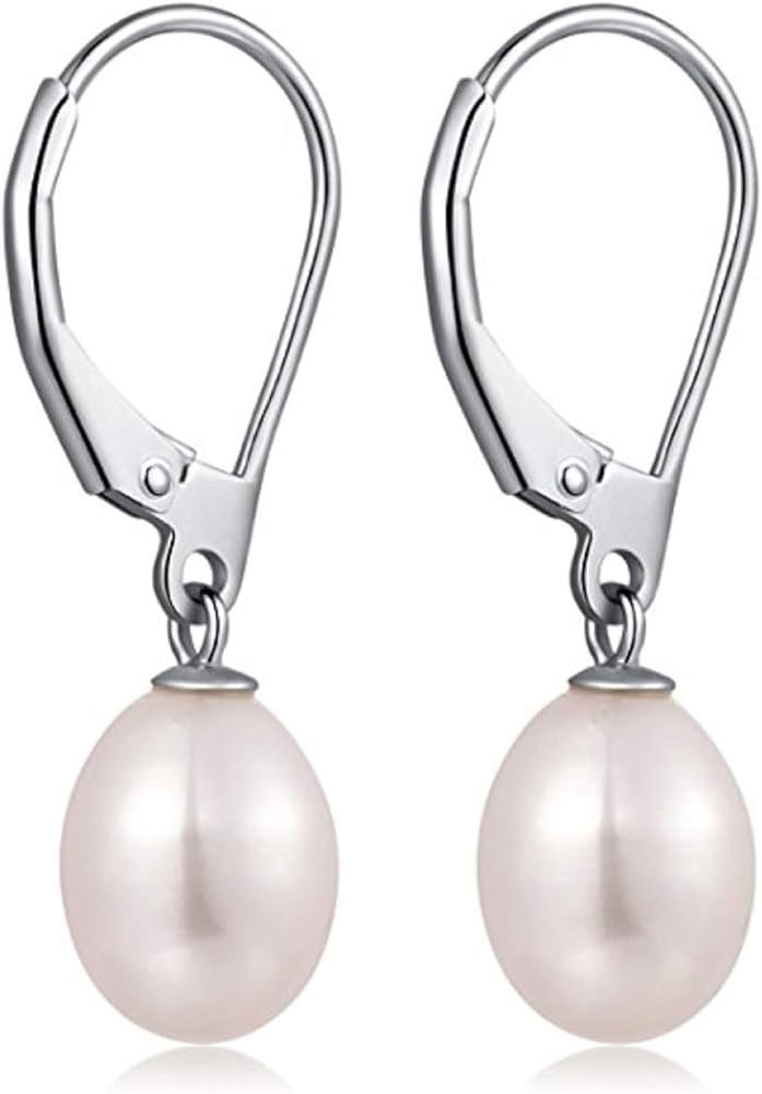 Authentic 925 Sterling Silver AAAA Grade Natural White Freshwater Pearl Stud Earrings or Drop Earrings Tarnish Resistant Hypoallergenic Nickel Free Women Jewelry