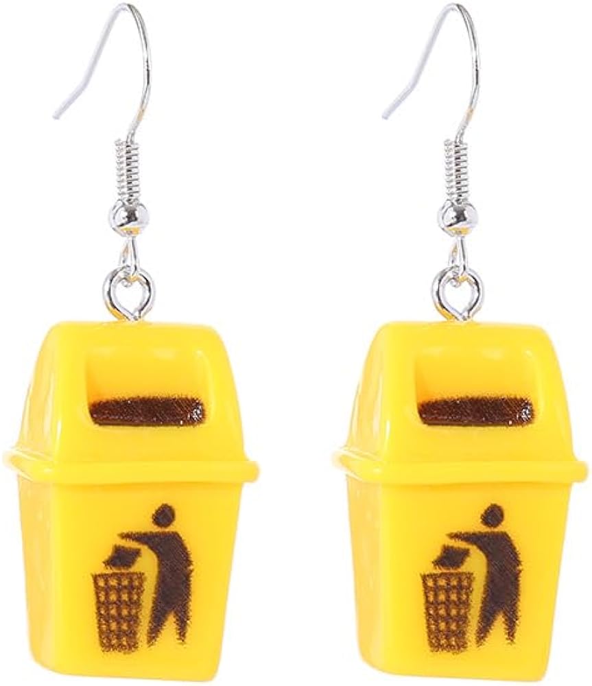 Funny Weird Earring for Women Unique Creative Cute Handmade Toilet Bathtub Yellow Trash Can Water Dispenser Drop Dangle Ear Hook Earrings Jewelry