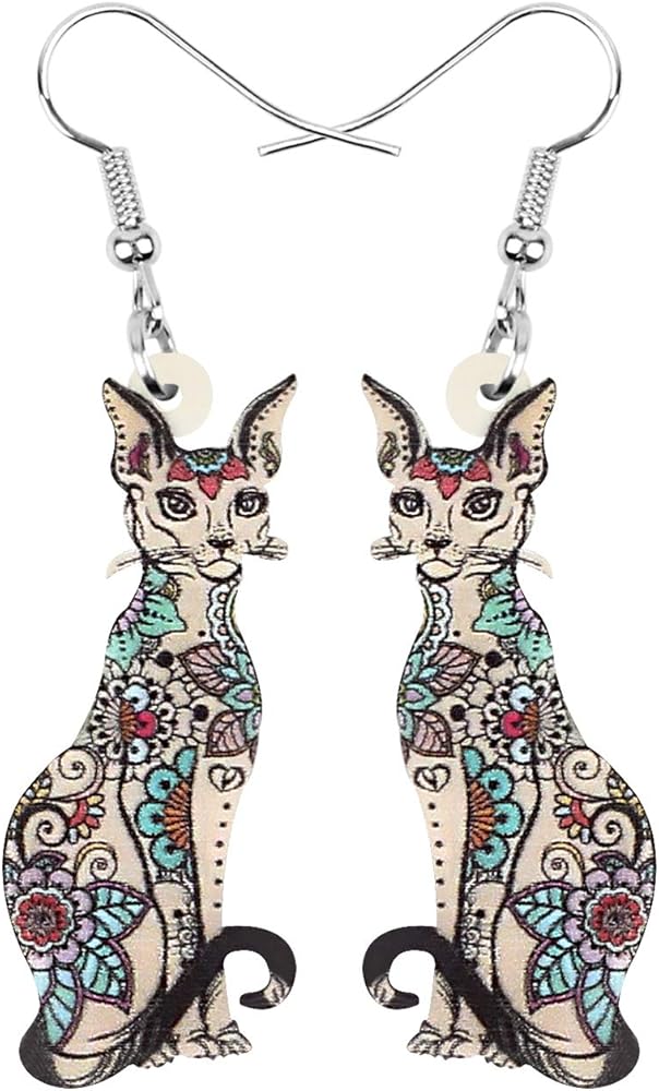 Bonsny Acrylic Long Drop Dangle Cat Earrings "CAYLEIGH Statement Pop-Art Kitten Gift Girl Women