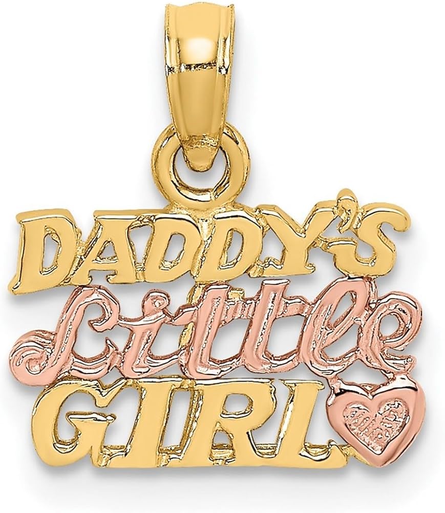 14k Two tone Gold Daddys Little Girl Two color Charm Pendant Necklace Measures 12.85x13.2mm Wide Jewelry for Women