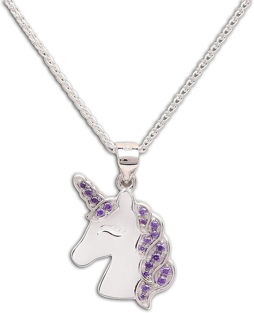 Cherished Moments Girl's Sterling Silver Unicorn Necklace with Sparkling CZs