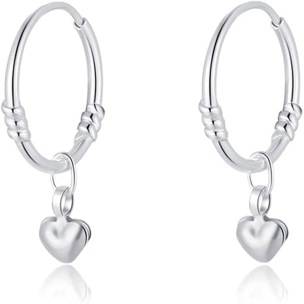 Tiny Heart Love Huggie Twist Small Hoop 925 Sterling Silver Earrings for Women Teen Girls Hypoallergenic for Sensitive Ear Cute Thin Endless Hoops Minimalist Hooped Litte Charm Dangle Drop Fashion Jewelry Gifts Daughter Her Bff Sister Birthday Christmas