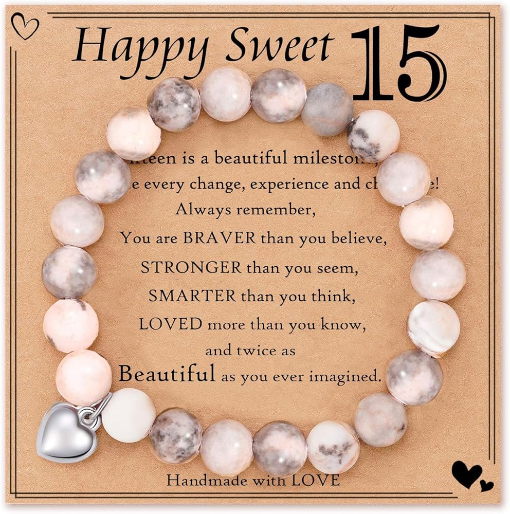 Birthday Gifts for Women Girls Natural Stone Birthday Bracelet 13 14 15 16 17 18 19 20 21 30 40 50 60 70 80 Year old Gifts for Girls Women